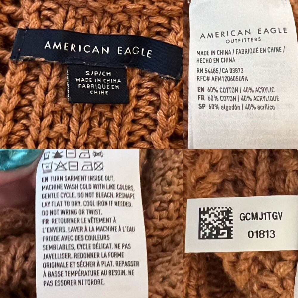 American Eagle Outfitters Women's Gold Chunky Knit Drop Shoulder Sweater Size S - Picture 13 of 13